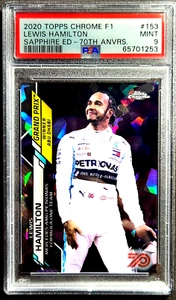 2020 TOPPS CHROME #153 F1 LEWIS HAMILTON /70 SAPPHIRE 70TH REFRACTOR PSA 9 MINT - Picture 1 of 6
