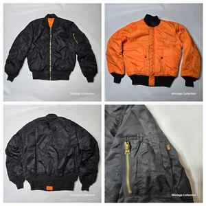 ALPHA INDUSTRIES BLACK ORANGE USAF MA-1 FLYER'S BOMBER JACKET REVERSIBLE SIZE M - Picture 1 of 14