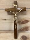 Wall Crucifix Cross - 10 Inches (Wood And Gold Toned Plastic By Automatic