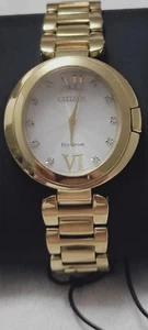 Citizen Eco-Drive Women's Diamond Accent Makers Gold Roman Watch 34MM EX1512-53A - Picture 1 of 17