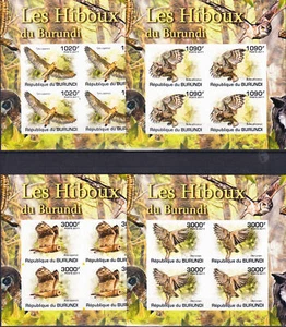W BURUNDI 0881av-dv MSDL OWLS IMPERFORATED DE LUXE MINI SHEETS - Picture 1 of 1