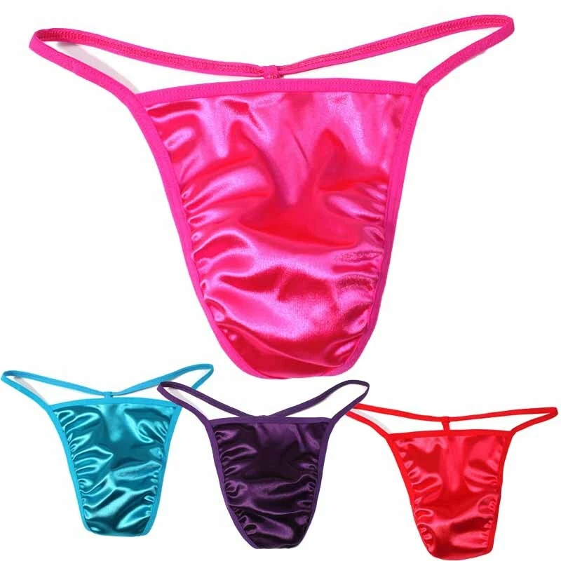 UK Men Sexy Silky Satin Briefs Panties Thong T-back Pouch G-string Underwear - Image 1 of 4
