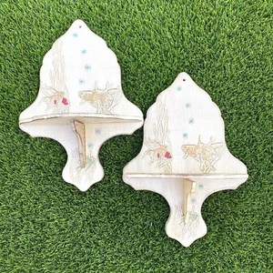 2 Vintage Wony Ltd Italy Goldfish Aquatic Fish Folding Accent Shelf Regency - Picture 1 of 17