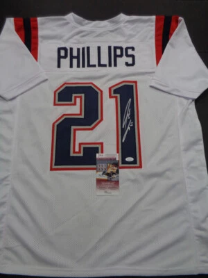 Jersey blanco autografiado por Adrian Phillips personalizado estilo New England Patriots con JSA Foto 1 de 3