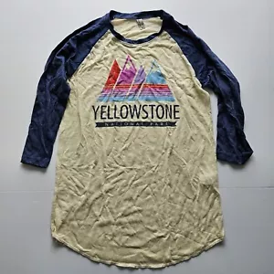 Yellowstone Shirt Damen Nationalpark Größe M Raglanshirt Baseball Creme Navy - Bild 1 von 5