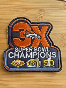 Denver Broncos 3x Super Bowl Champion Embroidered Patch New Free Shipping - Picture 1 of 4