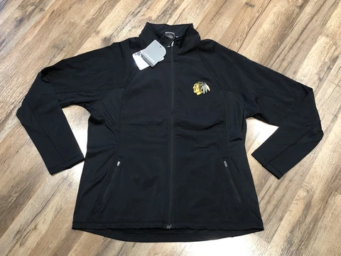 NWT Chicago Blackhawks NHL Level Wear Lunar Black Zip Up Jacket Womens Sz S Cover