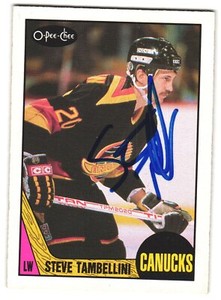 Steve Tambellini Autographed 1987 O-Pee-Chee  Card #259 Vancouver Canucks