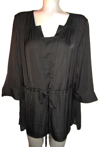 SIMPLY VERA, VERA WANG, Size XL, Black Career Top, Tie Belt, 3/4 Slvs, Polyester - Imagen 1 de 14