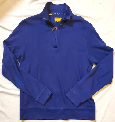 Robert Talbott Mens Long Sleeve 1/4 Zip Sweatshirt Carmel Blue M - Image 1 of 4