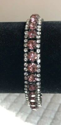 36cts Pink Crystal and Zircon Tennis Bracelet in White Gold Filled - Image 1 of 4