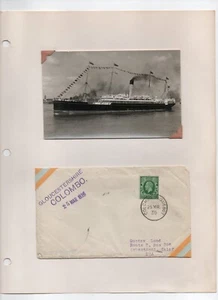 Paquebot Cancel 1935 Ship COLOMBO Gloucestershire w B&W photo card - Picture 1 of 1