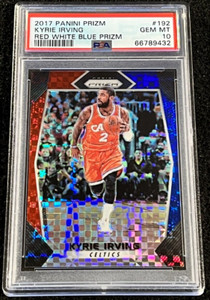 PSA 10 GEM MINT 2017-18 Panini Prizm Kyrie Irving Red White & Blue SP #192 Cavs