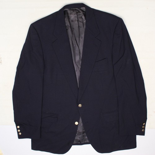 Cappotto sportivo vintage Burberrys da uomo 46R blu navy massiccio bottoni ottone bicolore