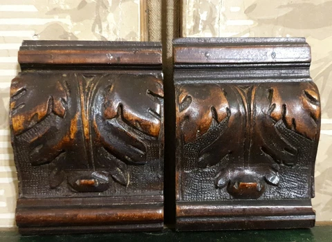 2 Acanthus leaf carving corbel bracket - Antique french architectural salvage Cover