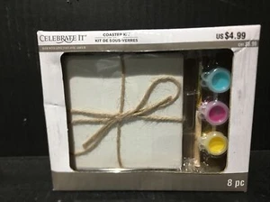 Celebrate It DIY Coaster Kit 8pc 4” X 4” New - Picture 1 of 5