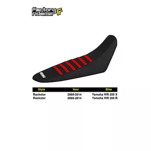 2008-2014 YAMAHA WR 250 X & R Seat Cover Gripper ALL BLACK / RED RIBS #110 - Picture 1 of 5