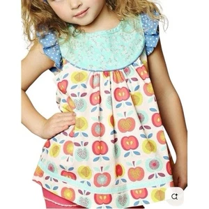 Matilda Jane Girls Apple Print Lucia Shabby Friends Forever Tunic Top Size 8 - Picture 1 of 12