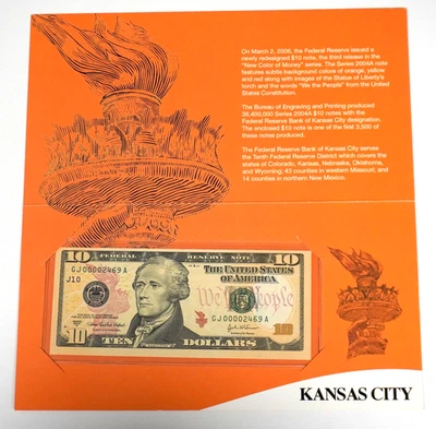 SERIES 2004A $10 SINGLE NOTE, KANSAS CITY DISTRICT IN BEP FOLDER GJ00002469A - Image 1 of 3