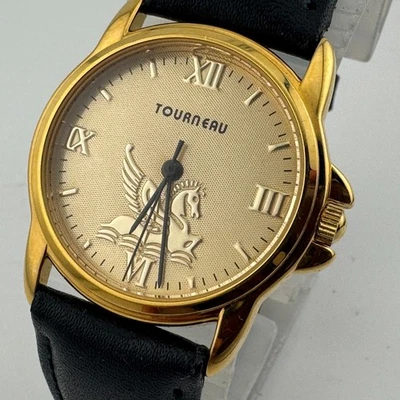 Tourneau Pegasus Quartz Watch Women Dual Tone Swiss Parts Leather New Battery - Image 1 of 4