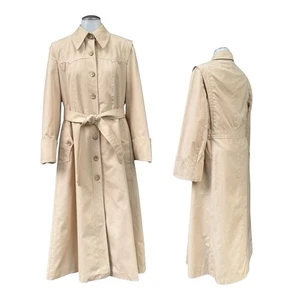 Vintage 60s 70s Womens 9 S XS Long Belted Trench Coat Rain Jacket Overcoat EVC - Picture 1 of 23