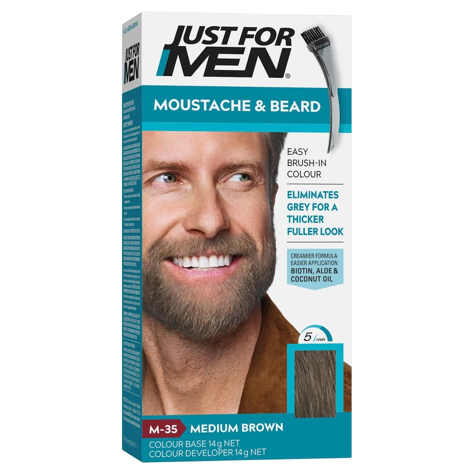 Just for Men Moustache and Beard Dye Facial Hair GEL Medium Brown Colouring