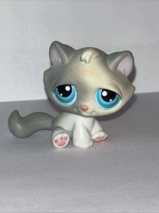 Littlest Pet Shop LPS #177 Vintage authentische graue Katze blaue Augen - Bild 1 von 3