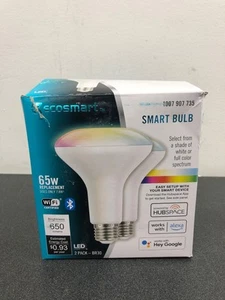 Alexa smart bulb BR30: 65W replacement, dimmable, color changing LEDs. 2-pack - Picture 1 of 2