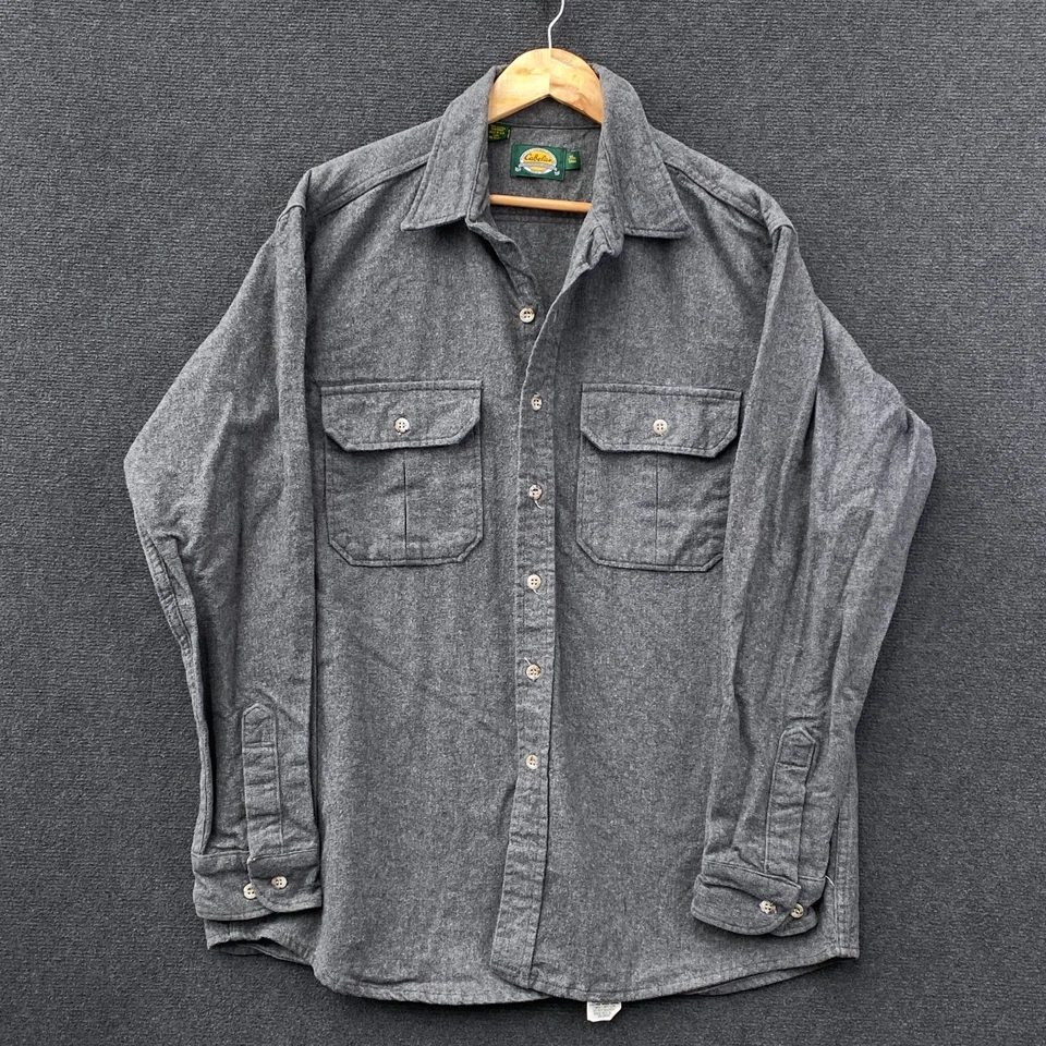 Cabela's Mens XLT Long Sleeve Shirt Shacket Grey Flannel Pockets Outdoor - image 1 of 4