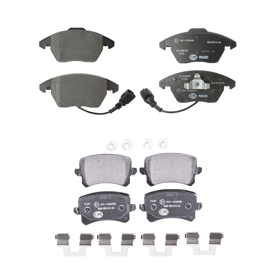 Kit de pastillas de freno de disco delanteras traseras bajas en metal Hella para Volkswagen CC 2009 TRACCIÓN DELANTERA Foto 1 de 1