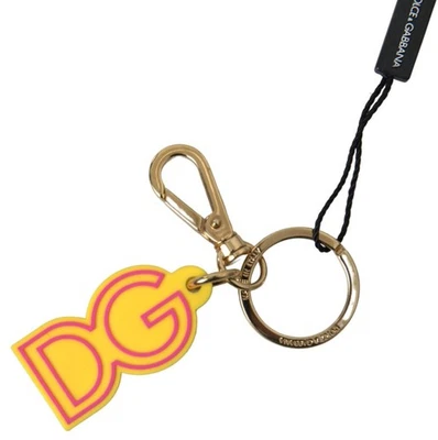 Dolce & Gabbana Amarillo Caucho DG Logo Dorado Latón Metal Llavero Para Mujer Foto 1 de 3