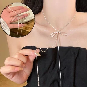 Tassel Design Drawstring Necklace Minimalist Choker Necklace Casual Wear - Picture 1 of 10
