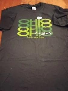 Gildan Sz.L  Black "Ohio USA" The Buckeye State Graphic T-Shirt  (Never Worn) - Picture 1 of 8