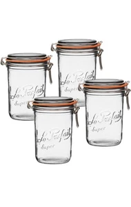 Super Terrine Jar | 32oz/Quart (Pack of 4) 1L French Glass Jar, Airtight Rubb... - Picture 1 of 6
