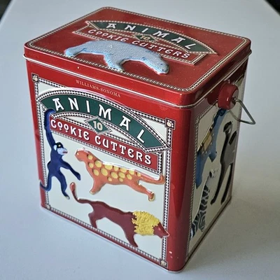 Vintage 2002 Williams Sonoma 10 Zoo Animal Cookie Cutters w/ Collectible Tin - Image 1 of 4
