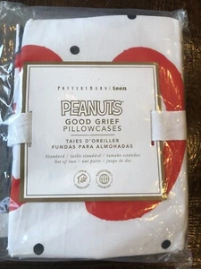 Juego de fundas de almohada estándar Pottery Barn Teen Peanuts Snoopy Good Grief - Imagen 1 de 5