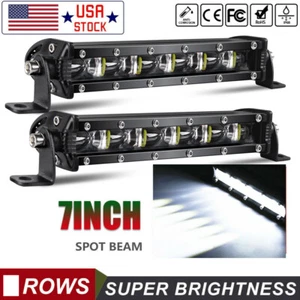 2x SINGLE ROW 8INCH 120W LED SLIM WORK LIGHT BAR SPOT FLOOD OFFROAD PK 10'' 12'' - Picture 1 of 12