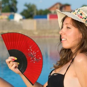 Chinese Japanese Style Silk Folding Fan Ancient Customs Hanfu Dance Fan 9CT1 - Picture 1 of 17