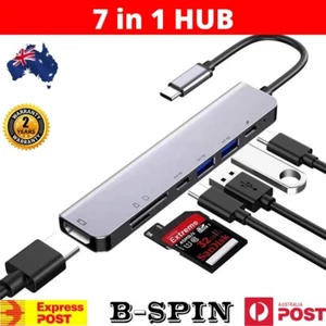 7 in 1 USB-C Type C HD Output 4K HDMI USB Adapter HUB For MacBook Pro & Windows - Picture 1 of 12
