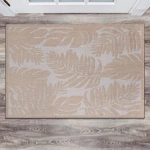 Salvora Floral Leaves Textured Flat Weave Easy Cleaning Outdoor Rugs for Deck,Pa - Picture 1 of 12