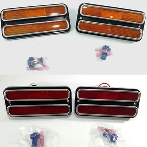 Set (4) 1968-72 Chevy Truck Red & Amber LED Side Marker Lights Turn Signals - Picture 1 of 12