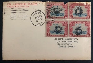 1930 Miami FL USA First Flight Cover To Cristobal Canal Zone Panama Lindbergh - Picture 1 of 2