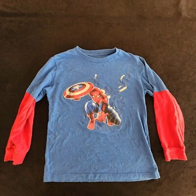 Camiseta Capitán América Guerra Civil Azul Mezcla Algodón Niños L Foto 1 de 4