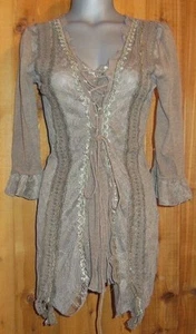 new PRETTY ANGEL SHIRT blouse TUNIC Vintage gypsy RUFFLES LACE SM-4X slimming - Picture 1 of 3