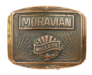 1920er Jahre Moravian College Bethlehem Bronze Gürtelschnalle - passt 1-3/8" Gürtel - Bild 1 von 6