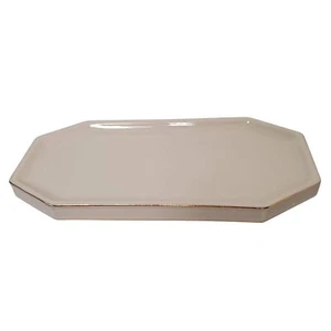 Kassatex St. Honore Rectangular Porcelain Tray With Gold Trim Bath Accessories - Picture 1 of 11