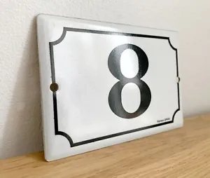 Genuine French Door Plate / Number '8' - White & Black - Signaux GIROD - Picture 1 of 11