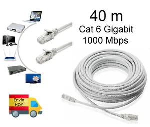 Cable Red Ethernet 40m 40 metros RJ45 CAT6 Cat 6 Giga 1000 mbps ENVIAMOS HOY - Imagen 1 de 4