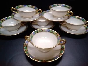 Lenox Double Handle Cream Fine Porcelain Soup Cup/Bowl &Saucer #633-R6 Lot Of 6 - Picture 1 of 12