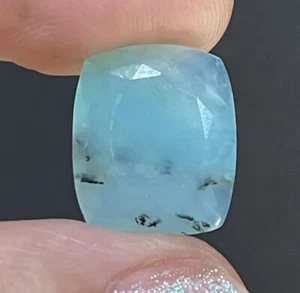 5.15ct 14.7x12.6x4.8mm Fine Blue Peruvian Opal Ring Cabochon Loose Faceted Gem - Picture 1 of 12